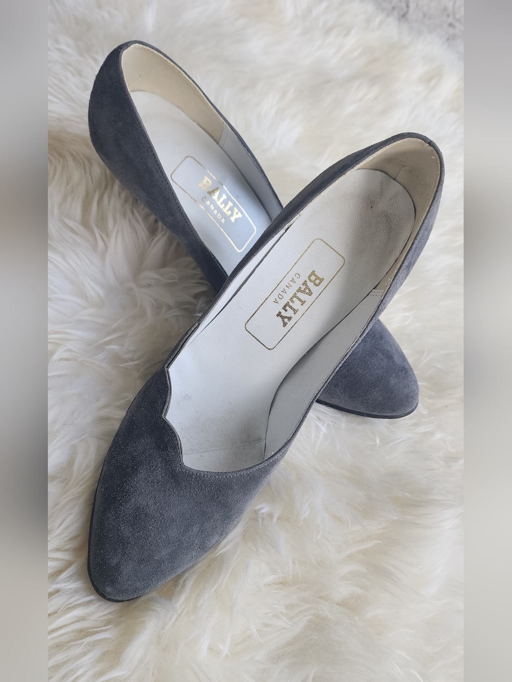 Bally Gray Suede Pointed-Toe Pumps